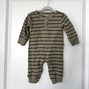 Carter's Green Striped Baby One Piece Romper Jumpsuit